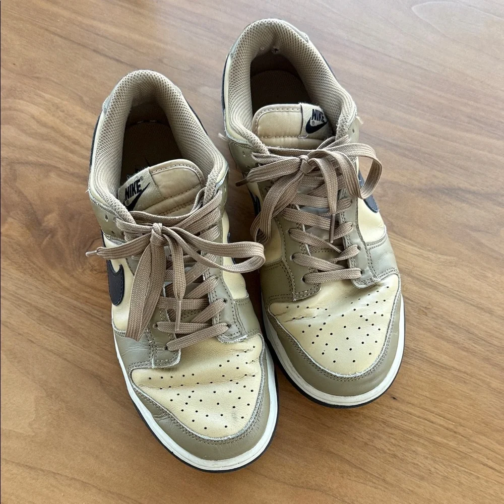 Nike Men’s Low-Top Sneakers in Tan and Black Swoosh